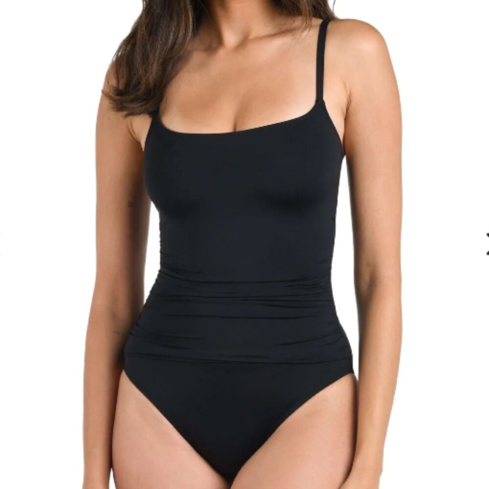 La Blanca | Ruched One-Piece Swimsuit | Black | Size 12 EUC